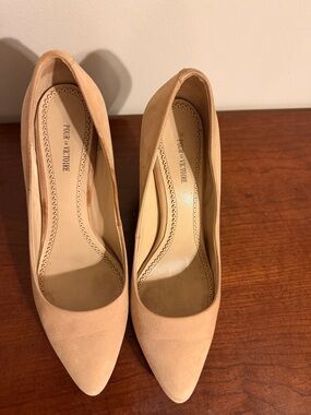 Pour La Victoire Blush Suede Pointed-Toe Pumps